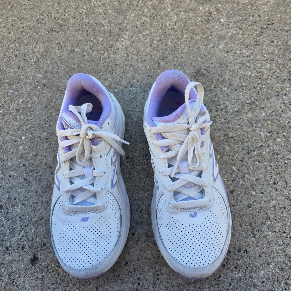 New Balance Fresh Foam Leather  Women's White and Purple Sneakers Size 9B - Picture 6 of 14